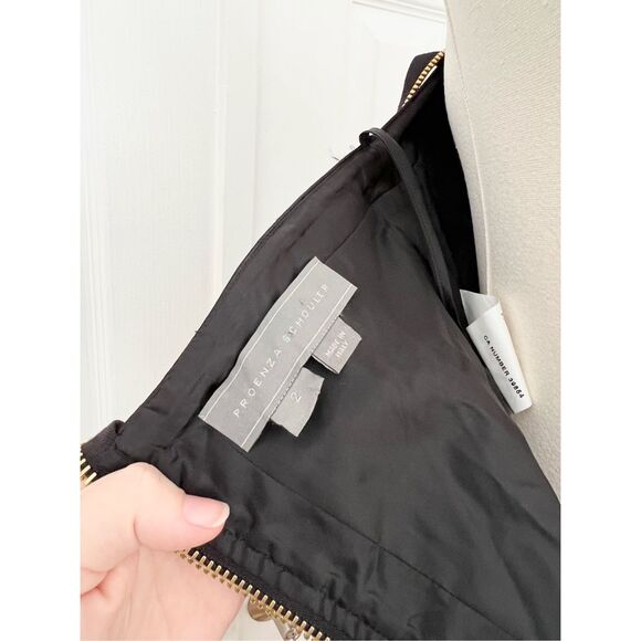 Proenza Schouler Black Wool Silk Blend Structured Mini Dress Full Back Zipper 2 - Picture 4 of 7